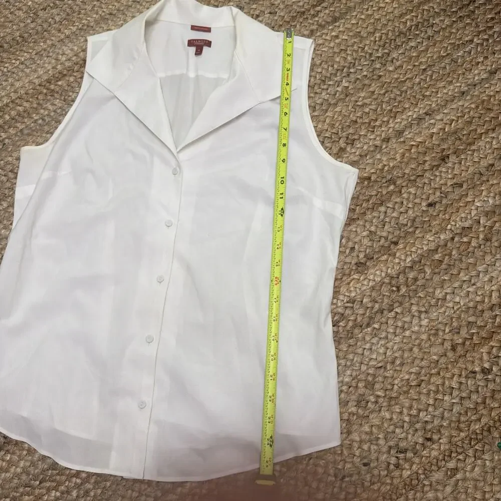 Talbots Non-Iron Sleeveless White Blouse Button Front Career Capsule Sz 14 - Picture 5 of 7
